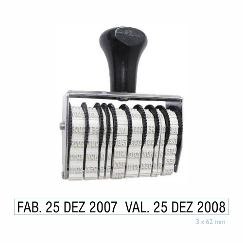 Datador Duplo Linear 3mm Data Kanji com Val/fab<small>dk3503 - Data Kanji</small>