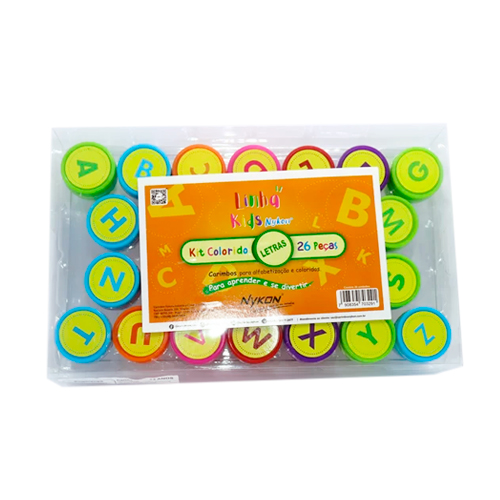 Kit Carimbos Infantis Coloridos Letras 26 PeÇas<small>nk034 - Nykon</small>