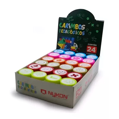 Kit Carimbos PedagÓgicos Coloridos 24 PeÇas<small>nk037 - Nykon</small>