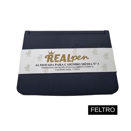 Almofada Feltro Preta N3 Realpen 70x105mm<small>rpa3pr - Real Pen</small>